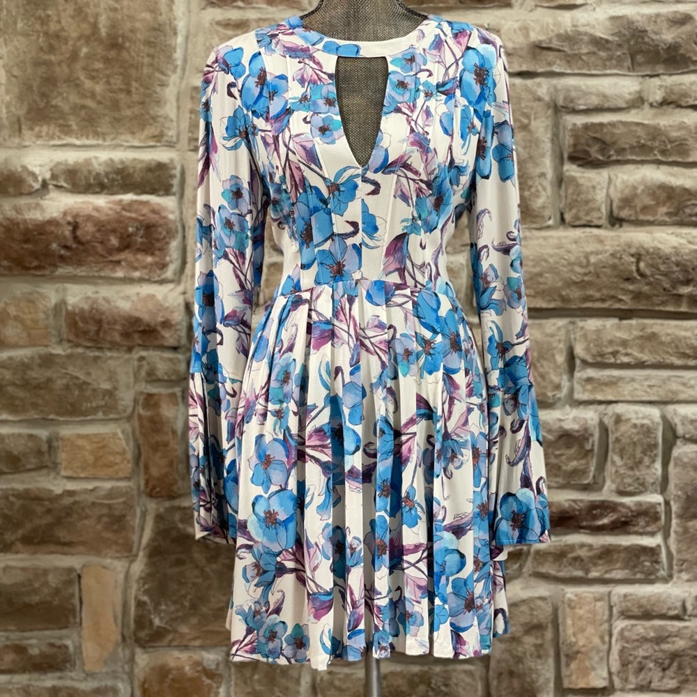 NWT- Free People Blue and Purple Keyhole Dress, Size 10